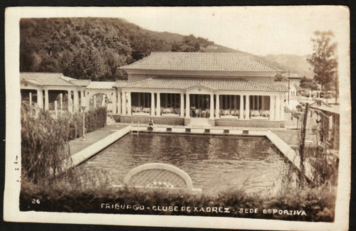 Cartão Postal Antigo Nova Friburgo Rj Clube De Xadrez 1953